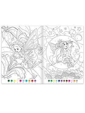 Раскраска по номерам «Прекрасные феи», 16 стр., формат А4