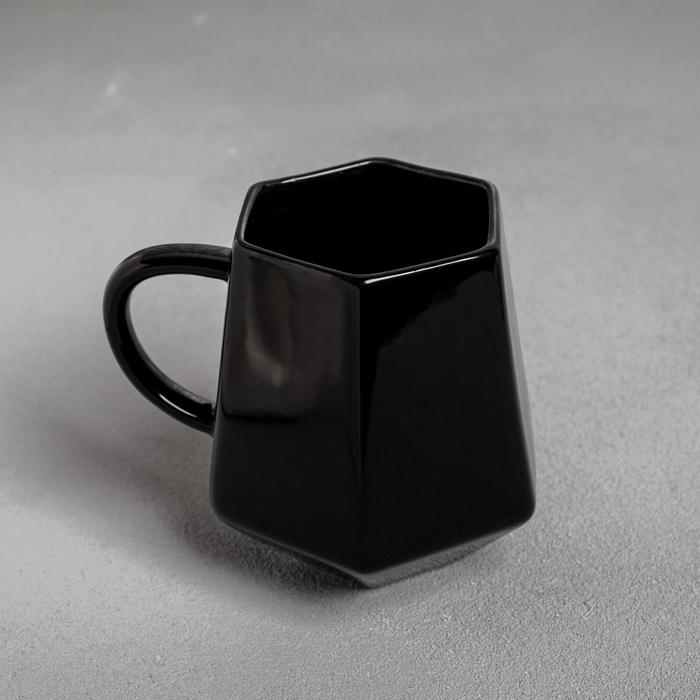 Кружка керамическая геометрия «Сияй», чёрная, 300 мл, цвет чёрный - фото 1886535328