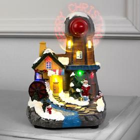 Светодиодная фигура «Новогодняя мельница» 14 × 20 × 13 см, полистоун, батарейки ААх3 (не в комплекте), свечение мульти