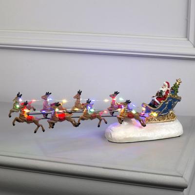 Светодиодная фигура «Упряжка Деда Мороза» 38 × 12 × 10 см, полистоун, батарейки ААх3 (не в комплекте), свечение мульти