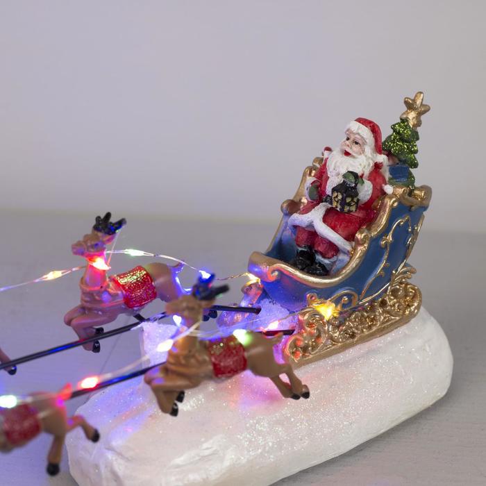 Светодиодная фигура «Упряжка Деда Мороза» 38 × 12 × 10 см, полистоун, батарейки ААх3 (не в комплекте), свечение мульти - фото 1907149242