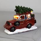 Светодиодная фигура «Автомобиль с ёлкой», керамика, батарейки AG10х3, свечение тёплое белое - Фото 1