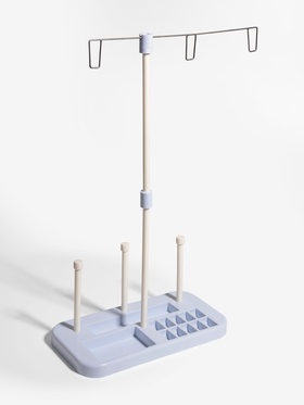 Органайзер-стойка для ниток, на подставке, 20.7×10.8×36.5 см, голубой, белый