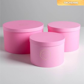 Набор шляпных коробок для цветов 3 в 1 «Розовые мечты», 18 × 13 см - 25 × 15 см