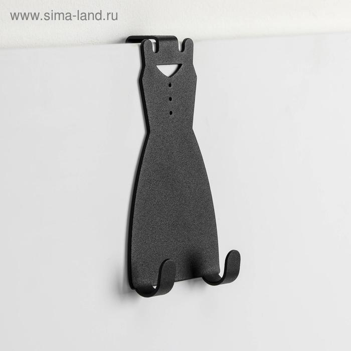 Вешалка надверная на 2 крючка «Платье», цвет чёрный - Фото 1