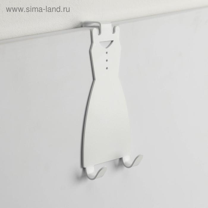 Вешалка надверная на 2 крючка посуда «Платье», цвет белый - Фото 1