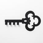 Вешалка-ключница на 4 крючка «Ключик», цвет чёрный - Фото 3