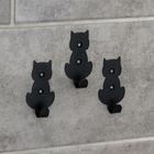 Набор крючков «Кошки», 3 шт, металл, цвет чёрный - Фото 1