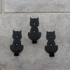 Набор крючков «Кошки», 3 шт, металл, цвет чёрный - Фото 3