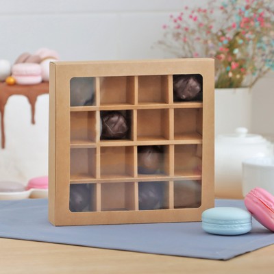 Коробка для конфет, крафт, 17.5×17.5×4 см