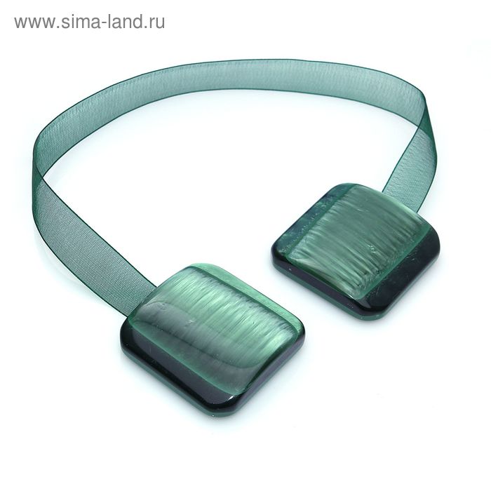 Подхват для штор на ленте "Квадрат перламутровый", цвет зелёный - Фото 1