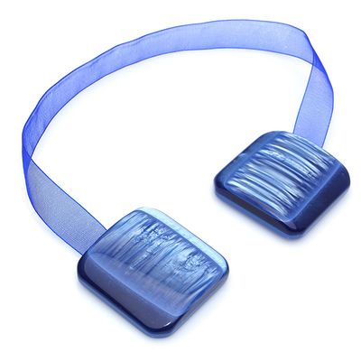 Подхват для штор на ленте "Квадрат перламутровый", цвет синий