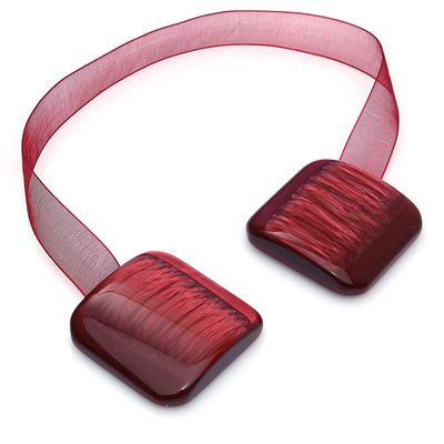 Подхват для штор на ленте "Квадрат перламутровый", цвет бордовый