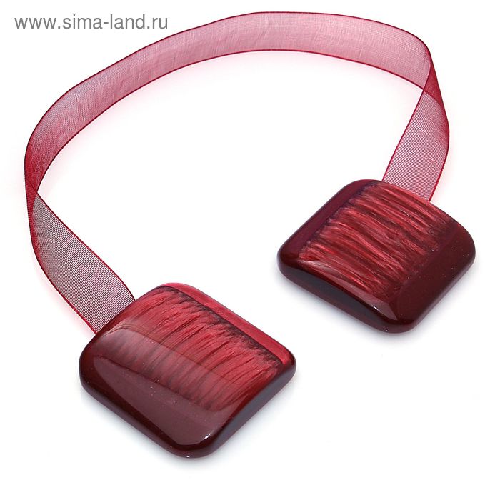 Подхват для штор на ленте "Квадрат перламутровый", цвет бордовый