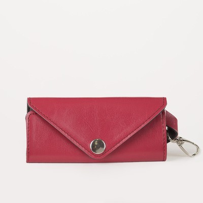 Ключница карманная на кнопке, длина 11 см, 7 карабинов, цвет красный