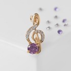 Брошь «Скрипичный ключ» мини, вдохновение, цвет бело-фиолетовый в золоте - фото 7652746