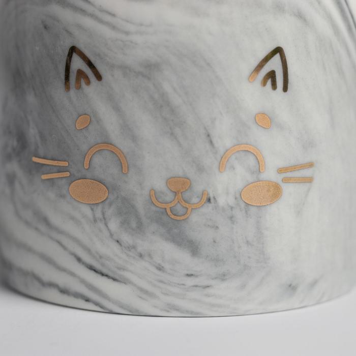 Горшок керамический с тиснением, кашпо «Котик», 8 х 7,5 см - фото 1905700391