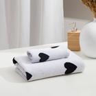 Полотенце махровое Этель ЧБ «Сердечки черные», пестроткань, 70х130 см 5031612