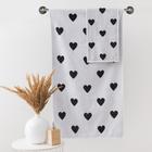 Полотенце махровое Этель ЧБ «Сердечки черные», пестроткань, 70х130 см 5031612