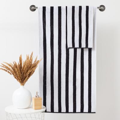 Полотенце махровое «Этель. Полоски», пестроткань, 70×130 см, чёрно-белое