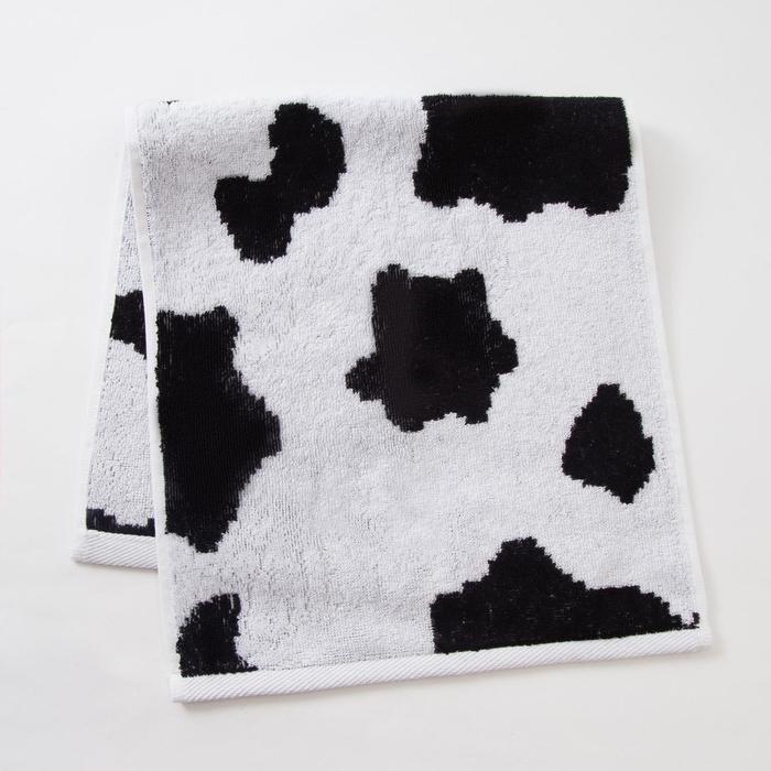 Полотенце махровое Этель ЧБ «Корова», пестроткань, 30х60 см - Фото 1