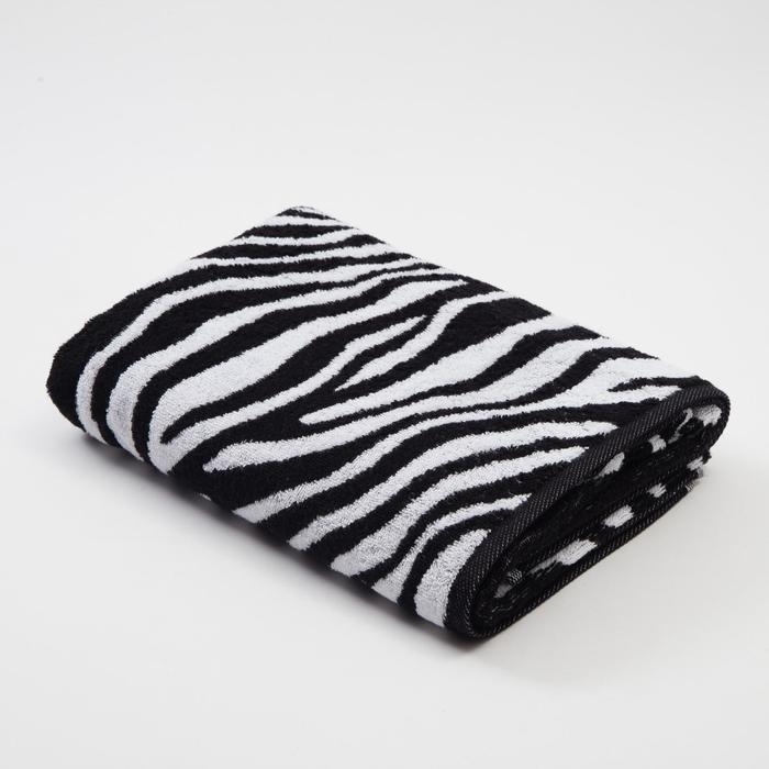Полотенце махровое Этель ЧБ «Зебра», пестроткань, 70×130 см - Фото 1