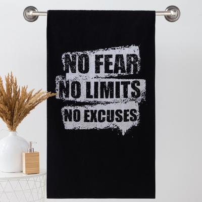 Полотенце махровое Этель ЧБ «No fear No limits», пестроткань, 70×130 см