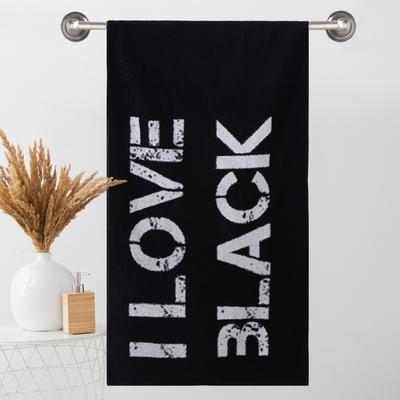 Полотенце махровое Этель ЧБ «I love black», пестроткань, 70×130 см