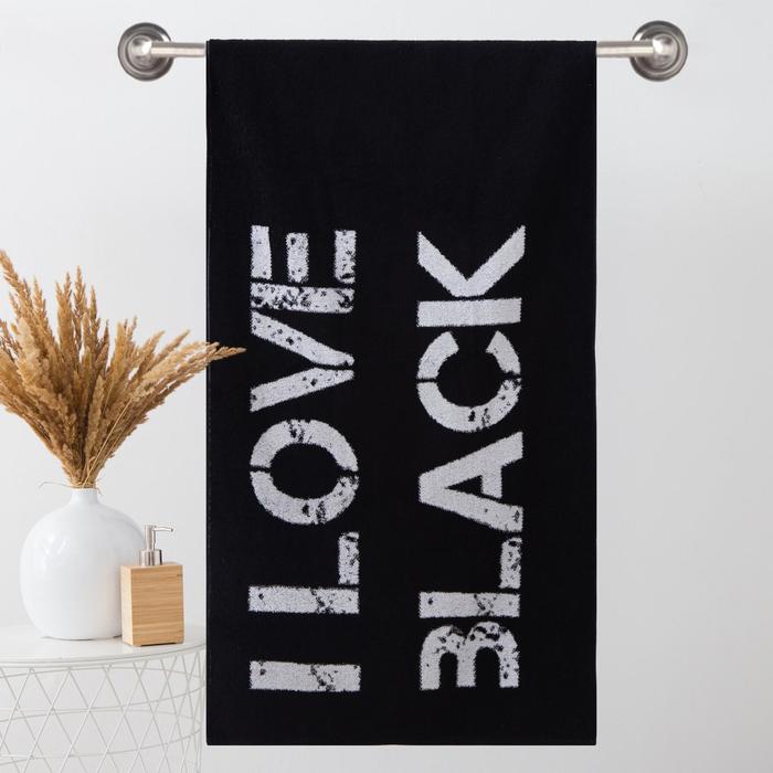 Полотенце махровое Этель ЧБ «I love black», пестроткань, 70×130 см - Фото 1