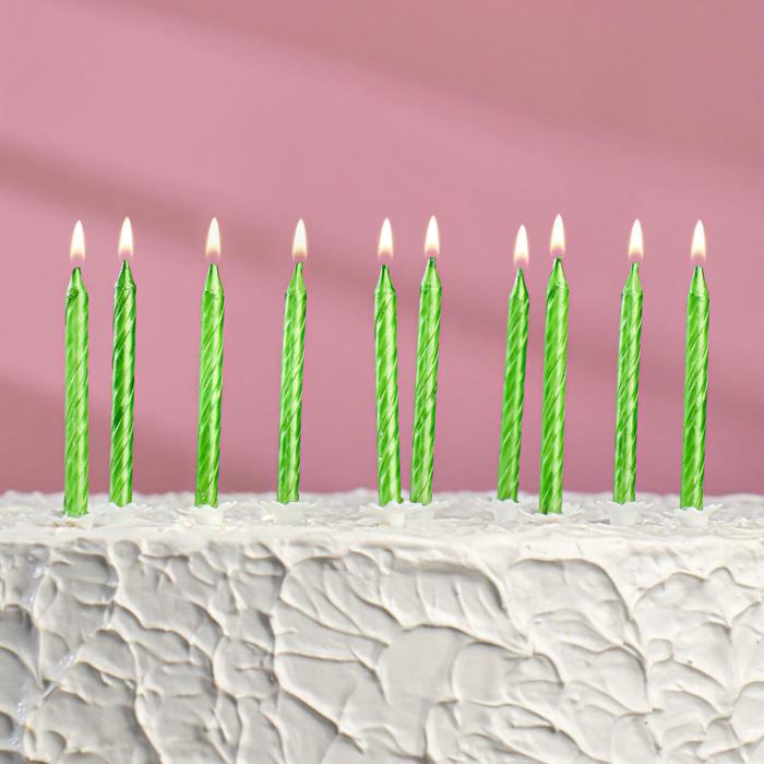 Свечи в торт "Спираль", 6 см, зелёные, набор 10 шт - Фото 1