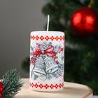 Свеча-цилиндр «С Новым годом! Колокольный звон», 6×10 см, 30 ч, 227 г, графика - Фото 2