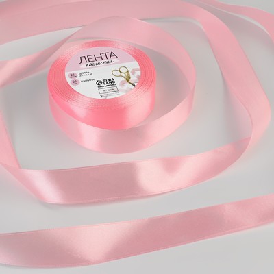 Лента атласная, 25 мм, 23±1 м, розовая №04