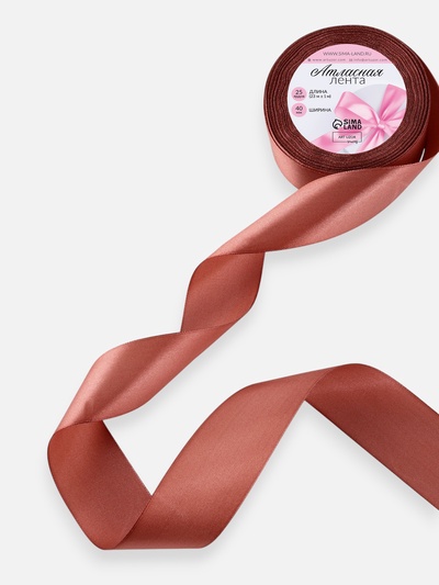 Лента атласная, 40 мм × 23 ± 1 м, цвет розовый антик №102