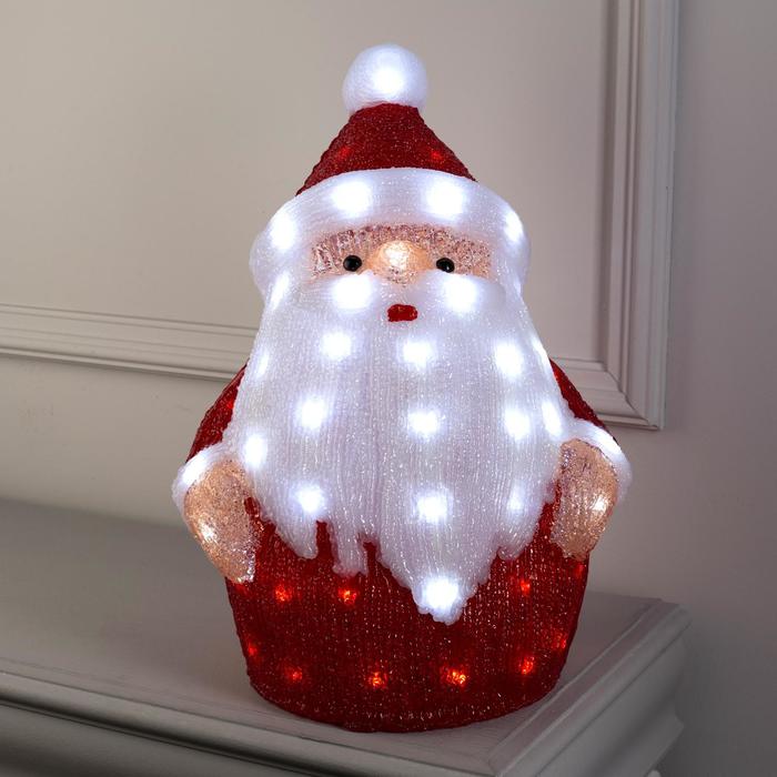 Светодиодная фигура «Дед Мороз» 33 × 47 × 20 см, акрил, 40 LED, 220 В, свечение белое - фото 1907149968