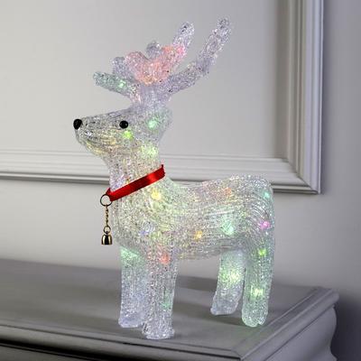 Светодиодная фигура «Оленёнок» 28×36×10 см, акрил, 10 LED, от батареек ААх2, свечение мульти (RGB)