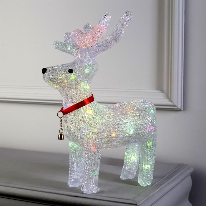 Светодиодная фигура «Оленёнок» 28×36×10 см, акрил, 10 LED, от батареек ААх2, свечение мульти (RGB)