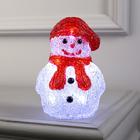 Светодиодная фигура «Снеговичок в шапке» 7 × 15 × 7 см, акрил, 8 LED, батарейки ААх2 (не в комплекте), свечение белое - фото 9085612