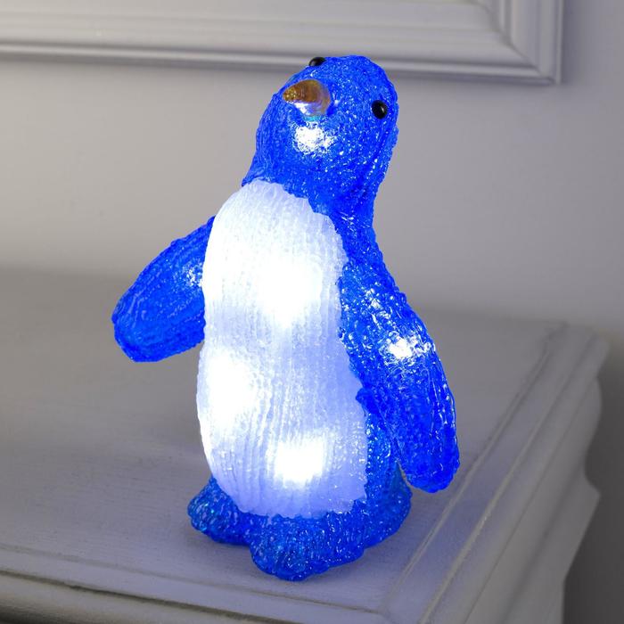 Светодиодная фигура «Танцующий пингвин» 7 × 20 × 7 см, акрил, 10 LED, батарейки ААх2 (не в комплекте), свечение белое - фото 1907149984
