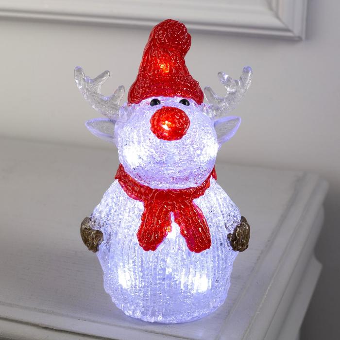 Светодиодная фигура «Оленёнок в шапке» 7 × 25 × 7 см, акрил, 10 LED, батарейки ААх2 (не в комплекте), свечение белое - фото 1907149995