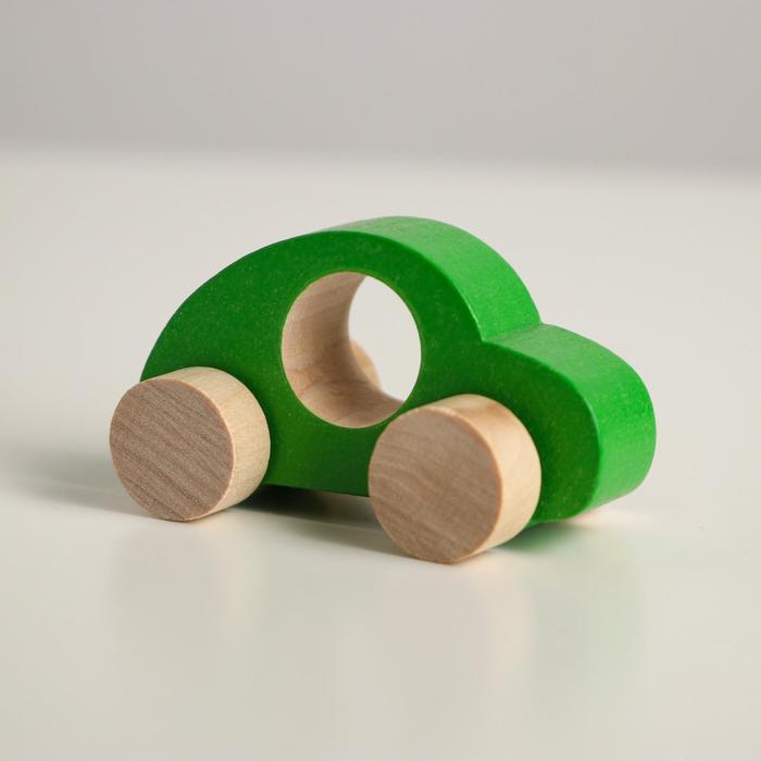 Деревянная игрушка «Каталка» «Машинка Томик» зелёная - Фото 1