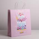 Пакет подарочный крафтовый, упаковка, Happy Birthday, 26 х 30 х 11,5 см - фото 68048864