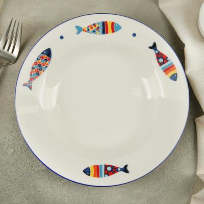 Тарелка фарфоровая глубокая Доляна «Емеля», d=20 см, цвет белый