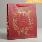 Пакет ламинированный вертикальный «Новогодний веночек», M 26 х 30 х 9 см, Новый год - фото 321280356
