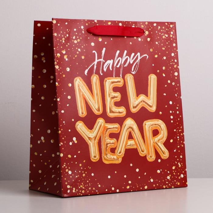 Пакет ламинированный вертикальный Happy New Year, ML 27 × 23 × 11,5 см