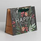 Пакет крафтовый горизонтальный «Happy New Year», MS 23 × 18 × 10 см - фото 11167179