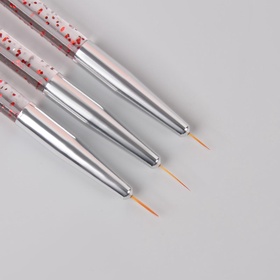 Набор кистей для дизайна ногтей, 3 шт., 13.5 см, прозрачный, красный