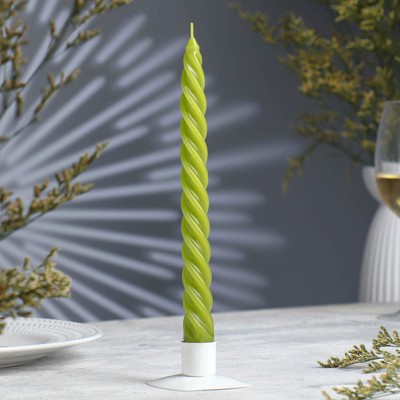 Свеча витая, 2.3×24.5 см, 5 ч, 50 г, оливковая
