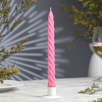 Свеча витая, 2.3×24.5 см, 5 ч, 50 г, тёмно-розовая