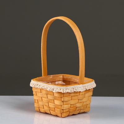 Корзина плетёная, секвойя, 12.5×12.5хН8/22 см, натуральный с окантовкой