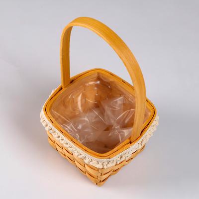 Корзина плетёная, секвойя, 12.5×12.5хН8/22 см, натуральный с окантовкой